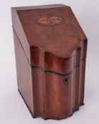 A 19th century mahogany and inlaid knife box, height 37cm.