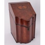 A 19th century mahogany and inlaid knife box, height 37cm.