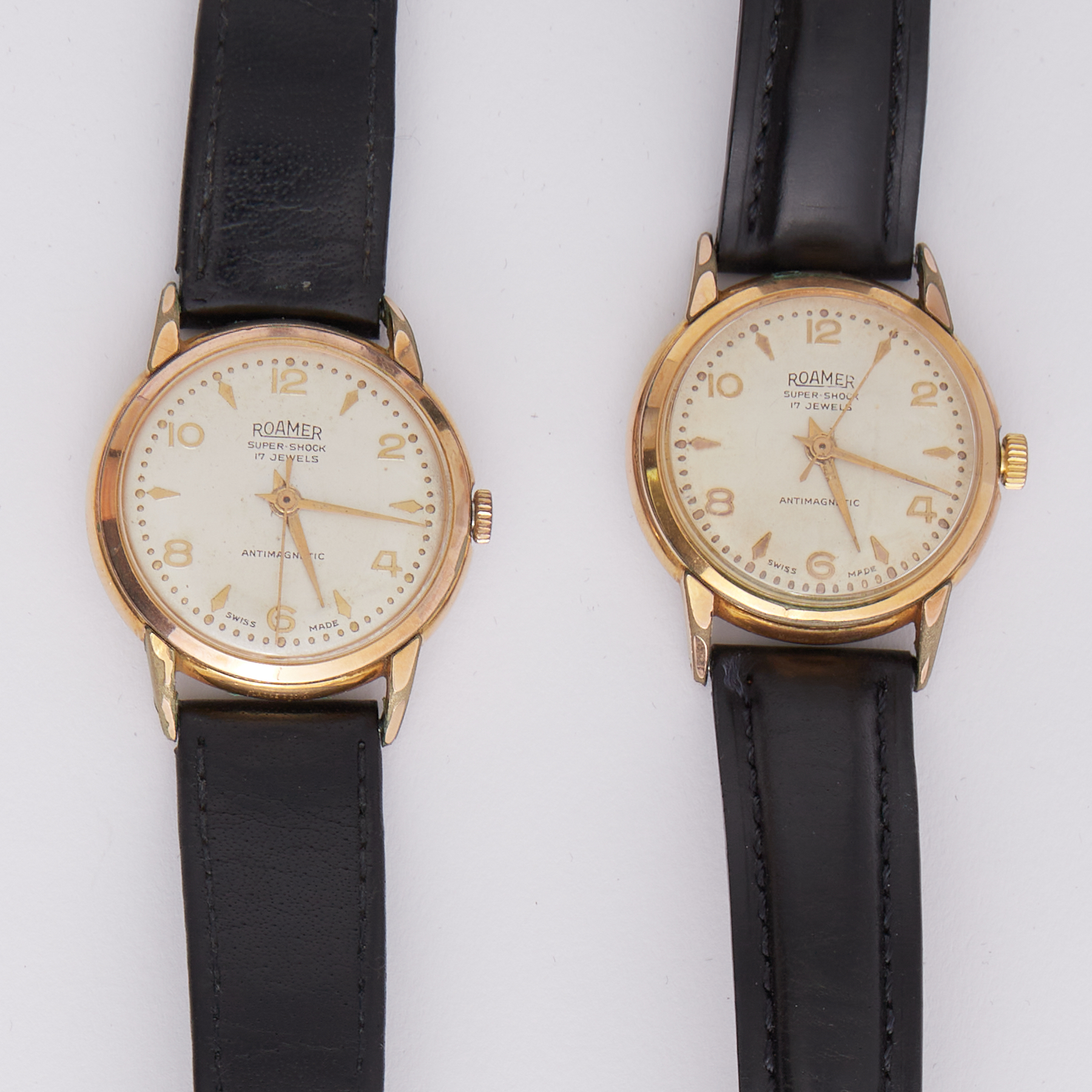 Two gents antimagnetic Roamer Super-Shock 17 Jewel wristwatches, both stamped on