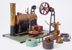 Bowman steam engine with boiler, 7" high, 10" long (with original box - damaged).