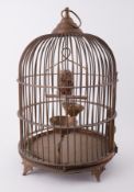 A vintage brass bird cage, height 51cm.