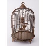A vintage brass bird cage, height 51cm.