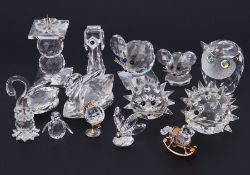 Swarovski Crystal Glass, a small collection to include Mouse, Swan, Hedgehog etc all unboxed (14).