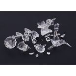 Swarovski Crystal Glass, 'Hummingbird', 'Small Fox', 'Rabbit' etc (some damaged), boxed.