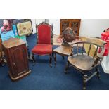 A collection of Victorian furniture comprising mahogany side cupboard, rosewood side chair with