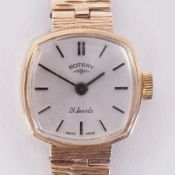 A vintage 9ct yellow gold Rotary ladies wristwatch, with 9ct yellow gold 'bark' effect