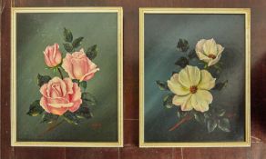 Stephen Ward three paintings including oil on canvas 'Roses, Still Life' in gilt frame, 75cm x