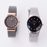 Skagen, two ladies quartz Skagen wristwatches, stainless steel, one stamped 358XSRM 2471603 and
