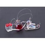 Swarovski Crystal Glass, Christmas gift ornament, Winter Skate and Ball Light Siam Satin, all