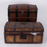Two 19th century small dome top travel chest's one with a fitted interior and assorted contents