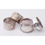 Four silver napkin rings, approx 2.37oz.