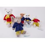 Four unboxed Steiff bears comprising Bill Badger, Edward Trunk, Rupert and Algy Pug together with an