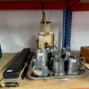 Mixed lot including metal wares and train lamp etc.