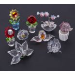 Swarovski Crystal Glass, a small mixed collection comprising 'Rose', 'Amur Flower' (membership