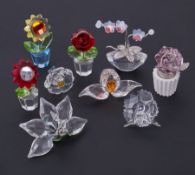 Swarovski Crystal Glass, a small mixed collection comprising 'Rose', 'Amur Flower' (membership