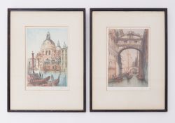 Two original etchings by R.H. Smallridge 'Santa Maria' and 'The Bridge of Sighs, Venice', 29cm x