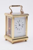 A 20th century eight day carriage clock time piece with key, Taylor & Bligh, height 20cm (not