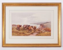 Tom Rowden (1842-1926) a signed watercolour 'Coast near Budleigh Salterton, Devon' 25cm x 43cm,