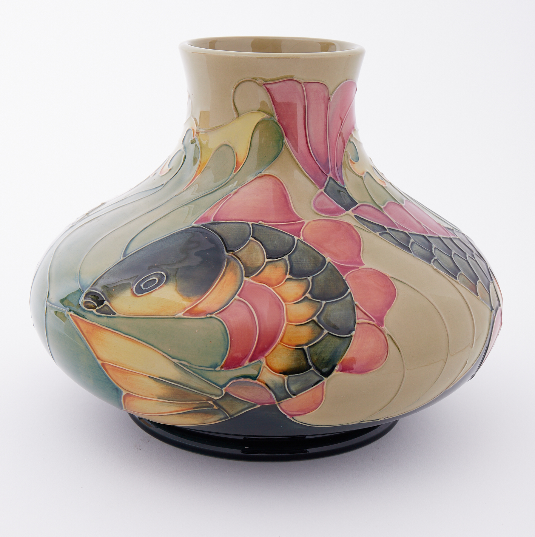 A Moorcroft squat vase decorated with Carp, height 20cm.