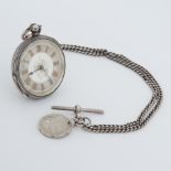 A silver pocket watch with engraved dial & gold roman numerals, stamped inside Cole & Son,