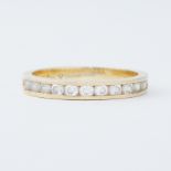 A gold plated half eternity style ring set with round cut Tru Diamonds (lab grown diamonds), 3.