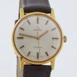 Omega, a gold plated vintage Omega Geneve wristwatch, 34mm diameter, stainless steel backplate,