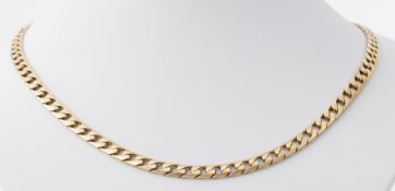 A 9ct yellow gold 20" flat curb chain, 31.44gm.