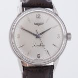 Longines, a manual wind Longines Jamborne, silver 1/4 arabic baton dial, leather crocodile strap,