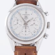 Tag Heuer, a steel cased Tag Heuer Carrera chronograph automatic date wristwatch with white dial &