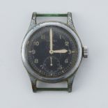Lemania, a vintage Lemania Military watch face, black dial, approx. 35mm, stamped on the backplate Q
