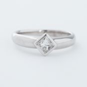 An 18ct white gold ring set with a princess cut diamond, diamond approx. 0.50 carat, 4.93gm, size