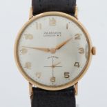 J W Benson, a vintage 9ct yellow gold J W Benson, London W1, Incabloc wristwatch, 32mm diameter,