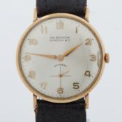 J W Benson, a vintage 9ct yellow gold J W Benson, London W1, Incabloc wristwatch, 32mm diameter,