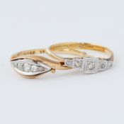 Two rings to include an Art Deco style 18ct yellow gold & platinum ring set with small round cut
