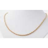 A 9ct yellow gold twisted rope design chain, 24" length, 12.22gm.