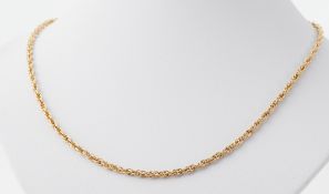 A 9ct yellow gold twisted rope design chain, 24" length, 12.22gm.