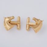 A pair of 18ct yellow gold horse cufflinks by Equestrian Jewellery Designer Rosemary Hetherington,