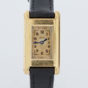 Jaeger-LeCoultre, an 18ct yellow gold rectangular faced Jaeger-LeCoultre Duo Plan manual wind watch,