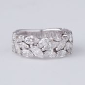 A platinum ring set with twenty-five marquise cut diamonds, total diamond weight approx. 2.00 carats