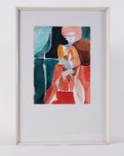 Framed painting - untitled 'Woman ' 1990, w/c on paper, 50cm x 34cm