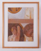 Glazed frame titled ' Oval Mirror' c.1978, pastel on board, 69cm x 54cm