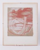 Framed drawing titled ' Landform (red conte) no 1' c.1960, conte/paper, 37cm x 30cm