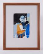 Framed painting titled ' Projections on a Figure III' 1992, w/c on paper, 25cm x 16cm