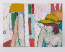 Unframed painting titled ' Diptych Rachel [2]' 1987, oil on board, 44cm x 60cm