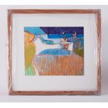 Glazed frame ' View, Higher Town, St Martins' 1987, pastel, 29cm x 35cm