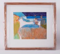 Glazed frame ' View, Higher Town, St Martins' 1987, pastel, 29cm x 35cm