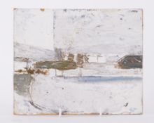 Unframed painting titled ' Exmouth from Dawlish Warren' c.1959, oil on cardboard, 19cm x 23cm