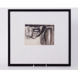 Framed drawing titled ' Black and White Figurescape (3)' c.1963 , mixed media on paper , 34cm x