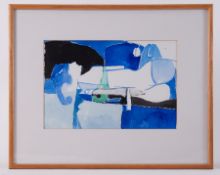 Framed painting titled ' Projections on a Figure' c.1992, w/c on paper, 42cm x 51cm