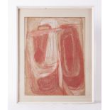 Glazed frame titled ' Landform [2]' conte on paper, 56cm x 45cm
